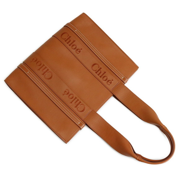 Chloe Woody Medium Tote Bag Calfskin Leather Brown - Picture 6 of 13